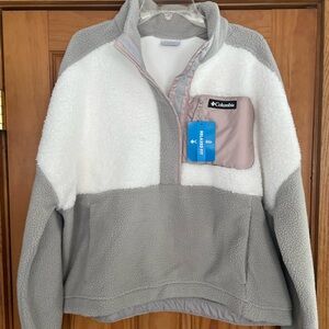 Columbia Gray and White Fleece Pullover XXL New with Tags